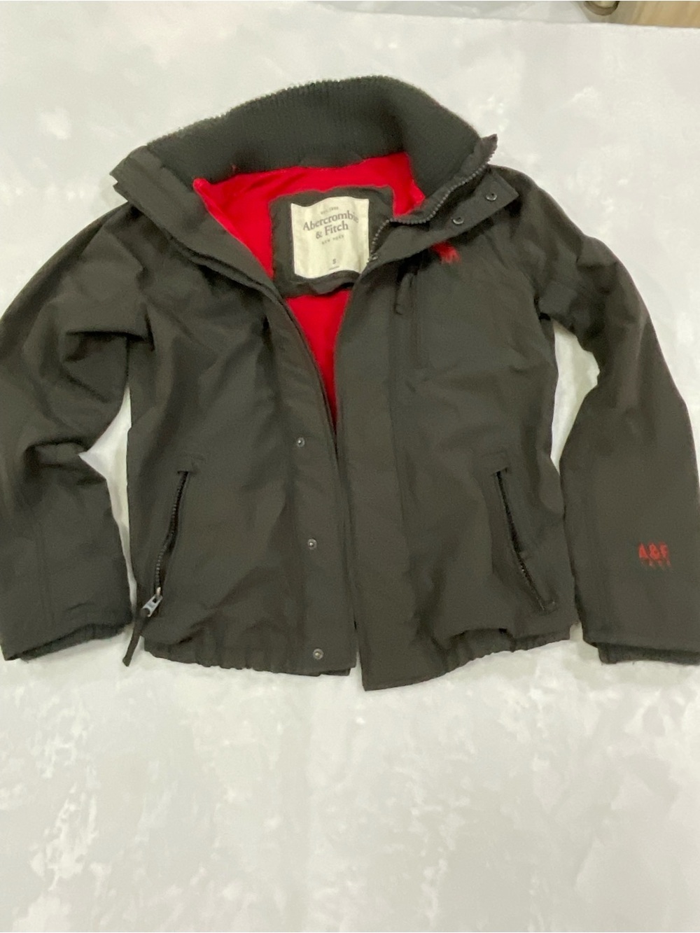 Y2K Abercrombie & Fitch Black Jacket with Red Lining